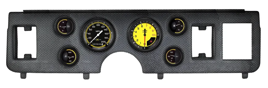 1979-86 Mustang AutoCross Yellow 6 Gauge Set Ford
