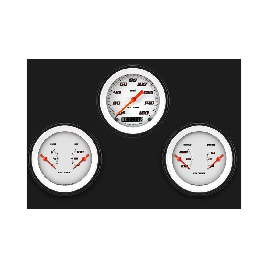 Velocity White Three Gauge Set
