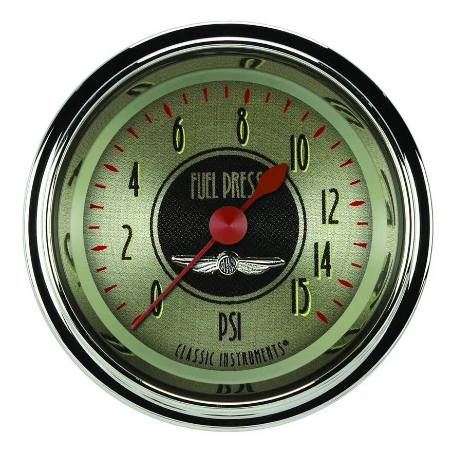 All American Nickel 2-1/8" Fuel Pressure Gauge (15 PSI)