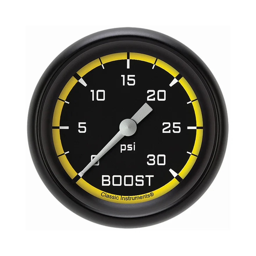 Autocross Yellow 2-5/8" Boost Gauge (30 PSI)
