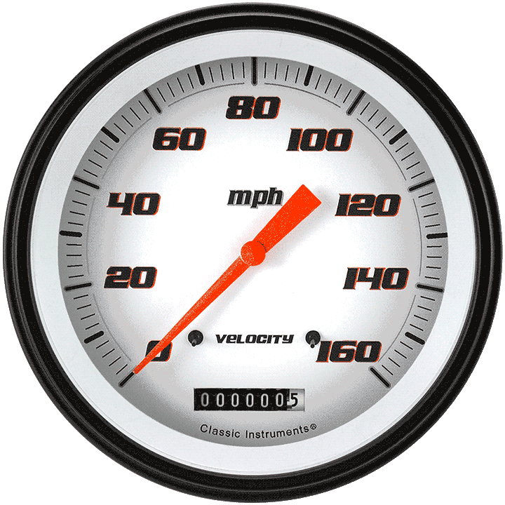 Velocity White 4-5/8" Speedometer Gauge