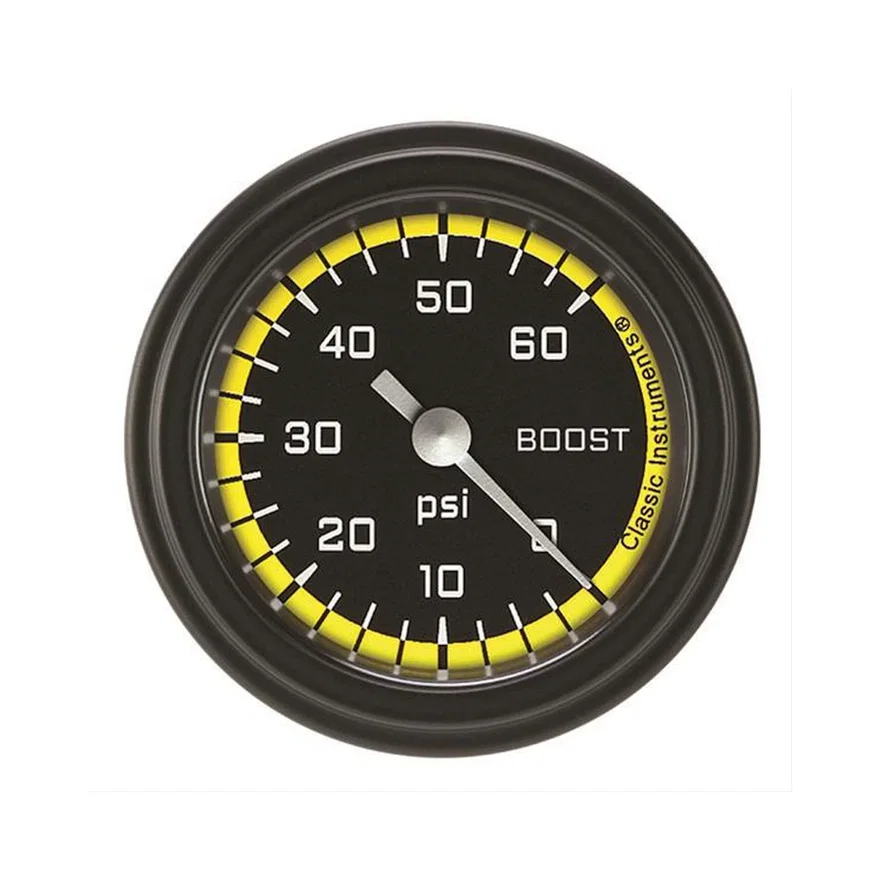 Autocross Yellow 2-1/8" Boost Gauge (60 PSI)
