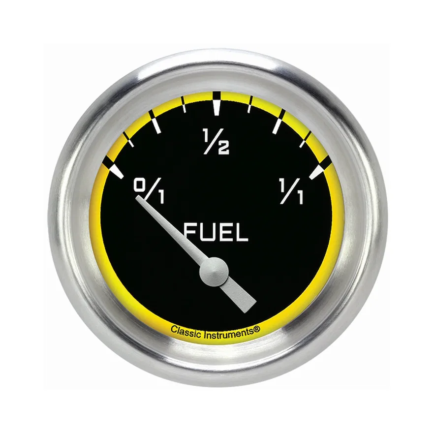 Autocross Yellow 2-5/8" Fuel Level Gauge (0-90 Ohm)