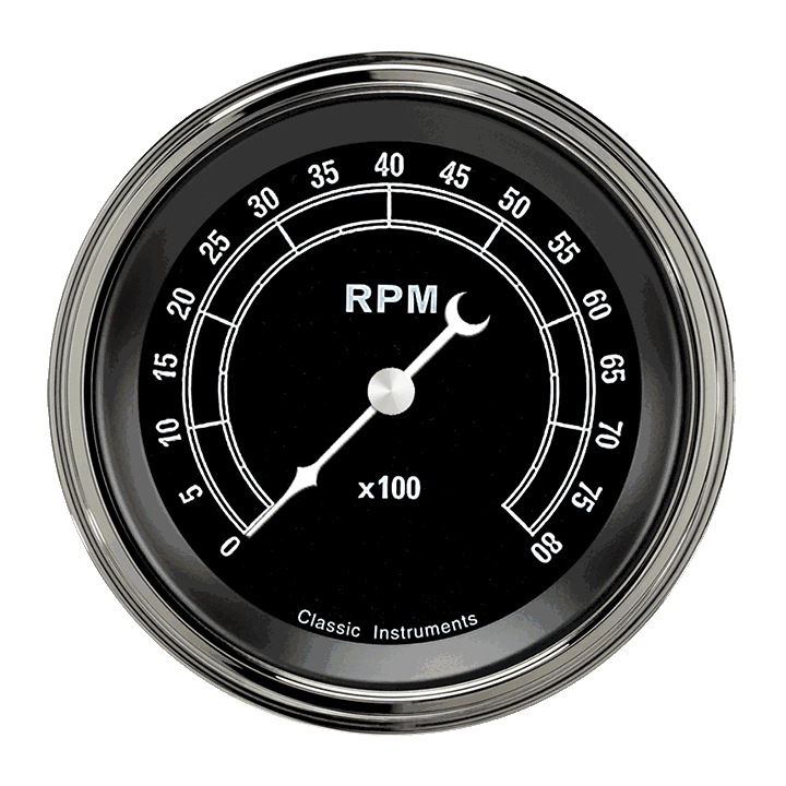 Traditional 3" Tachometer Gauge (8000 RPM)