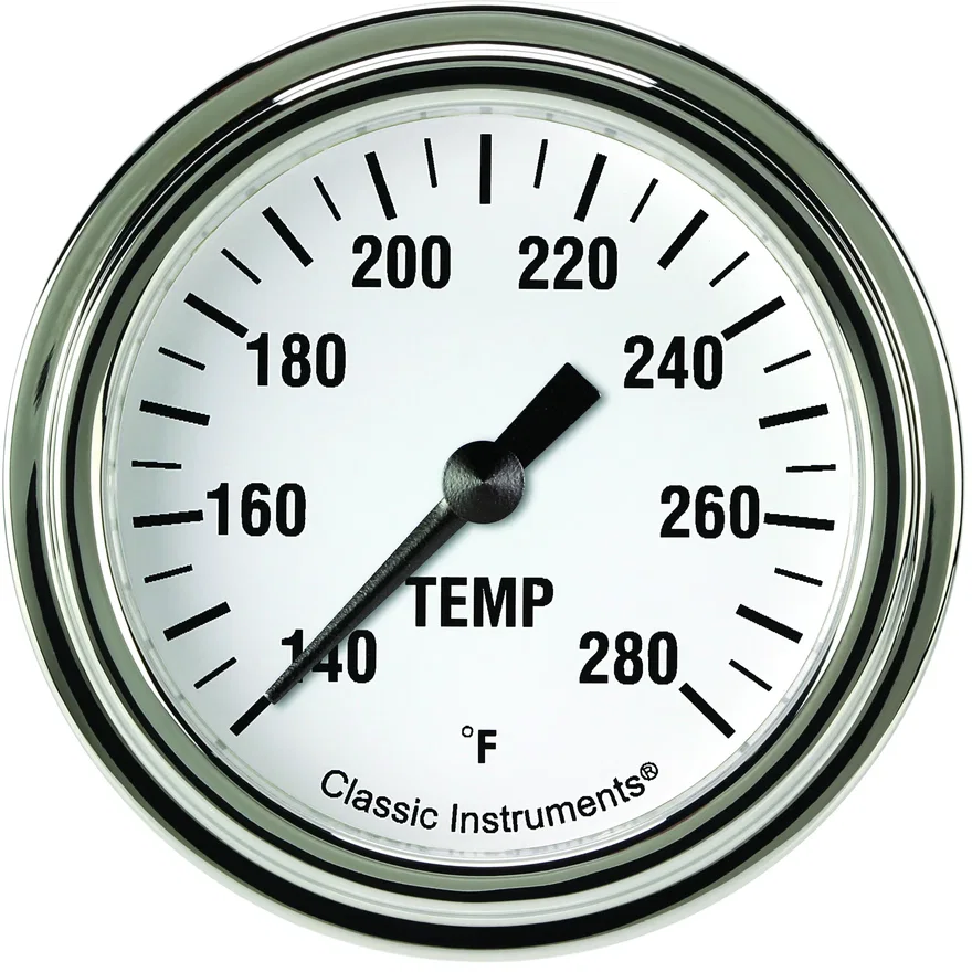 White Hot 2-5/8" Full Sweep Water Temperature Gauge