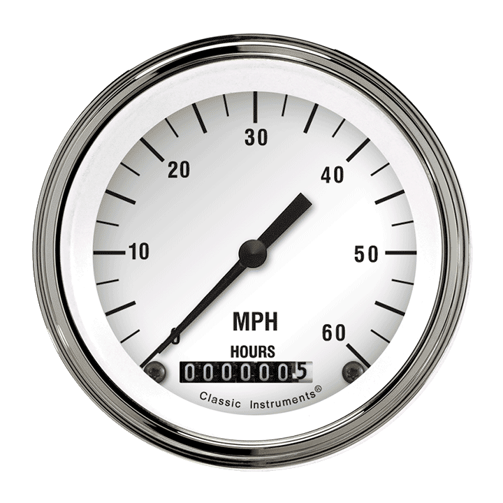 White Hot 3-3/8" Low Speed Speedometer Gauge