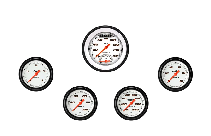 Velocity White Five Gauge Set