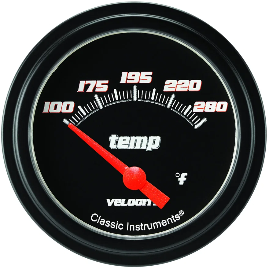 Velocity Black 2-5/8" Short Sweep Water Temp Gauge