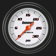 Velocity White 2-1/8" Boost Gauge (30 PSI) image 1