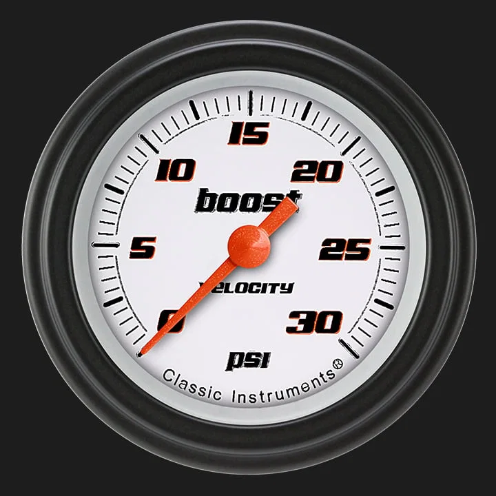 Velocity White 2-1/8" Boost Gauge (30 PSI)