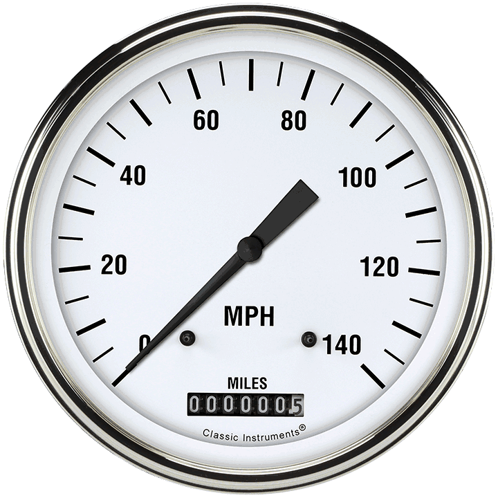 White Hot 5" Speedometer Gauge (140 MPH)