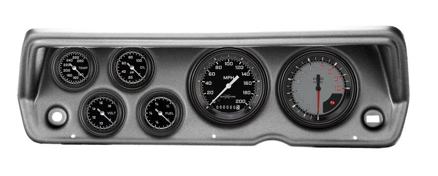 1970-76 Duster AutoCross Gray Full Sweep Six Gauge Set Mopar