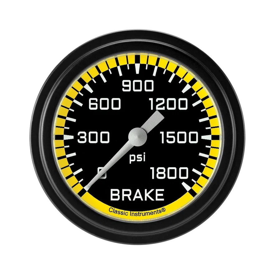 Autocross Yellow 2-5/8" Brake Pressure Gauge