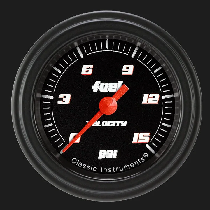 Velocity Black 2-1/8" Fuel Pressure Gauge (15 PSI)