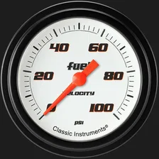 Velocity White 2-5/8" Fuel Pressure Gauge (100 PSI) image 1