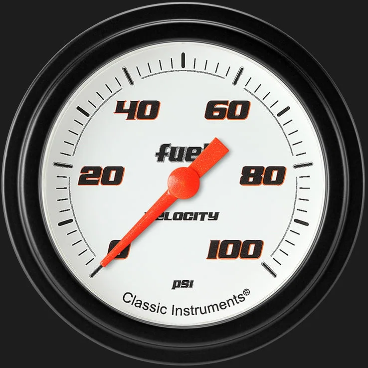 Velocity White 2-5/8" Fuel Pressure Gauge (100 PSI)