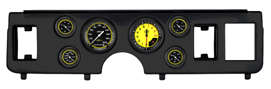 AutoCross Yellow Series Full Sweep Gauge Set for Ford Mustang