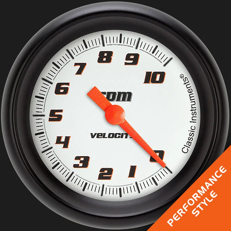 Velocity White 2-5/8" Tachometer Gauge