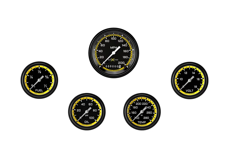 AutoCross Yellow Five Gauge Set