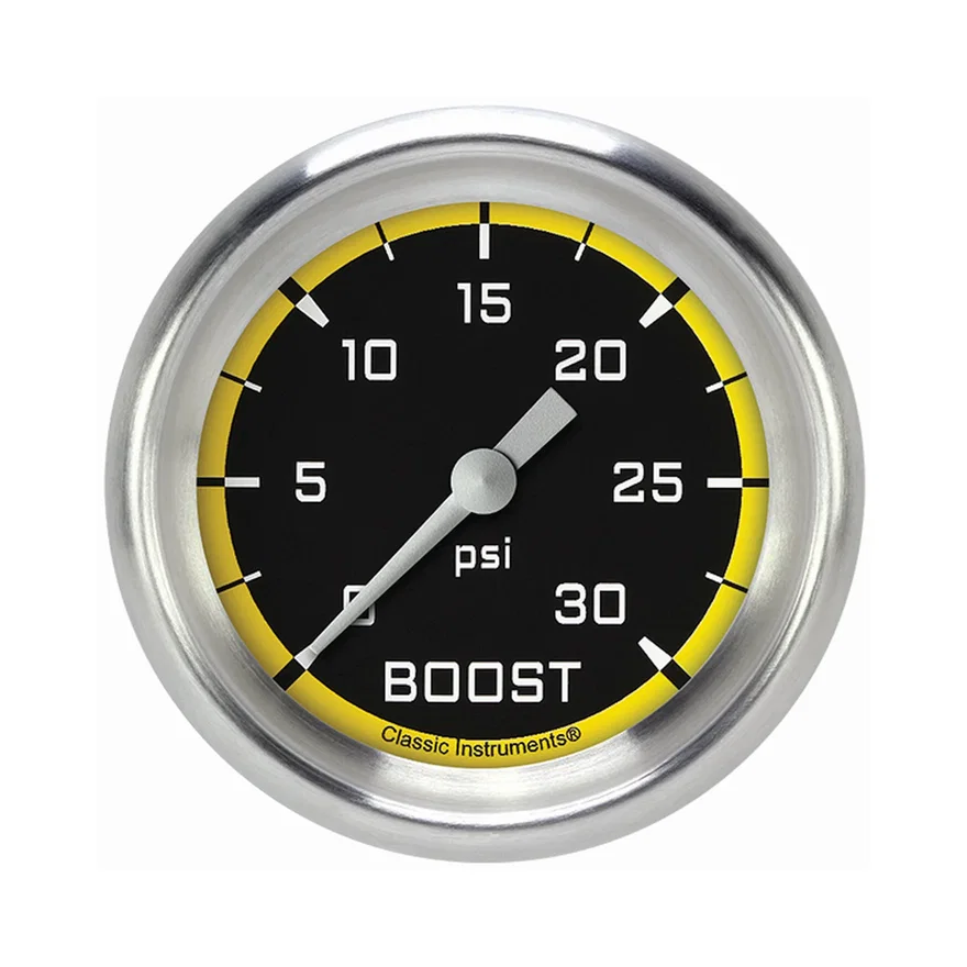 Autocross Yellow 2-5/8" Boost Gauge (30 PSI)