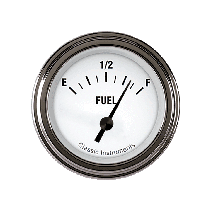 White Hot 2-1/8" Fuel Level Gauge
