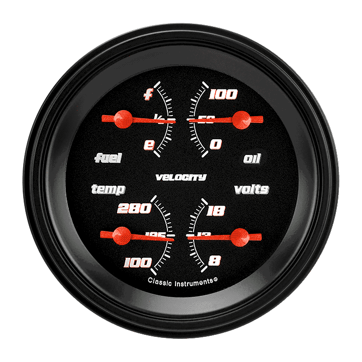 Velocity Black 3-3/8" Quad Gauge