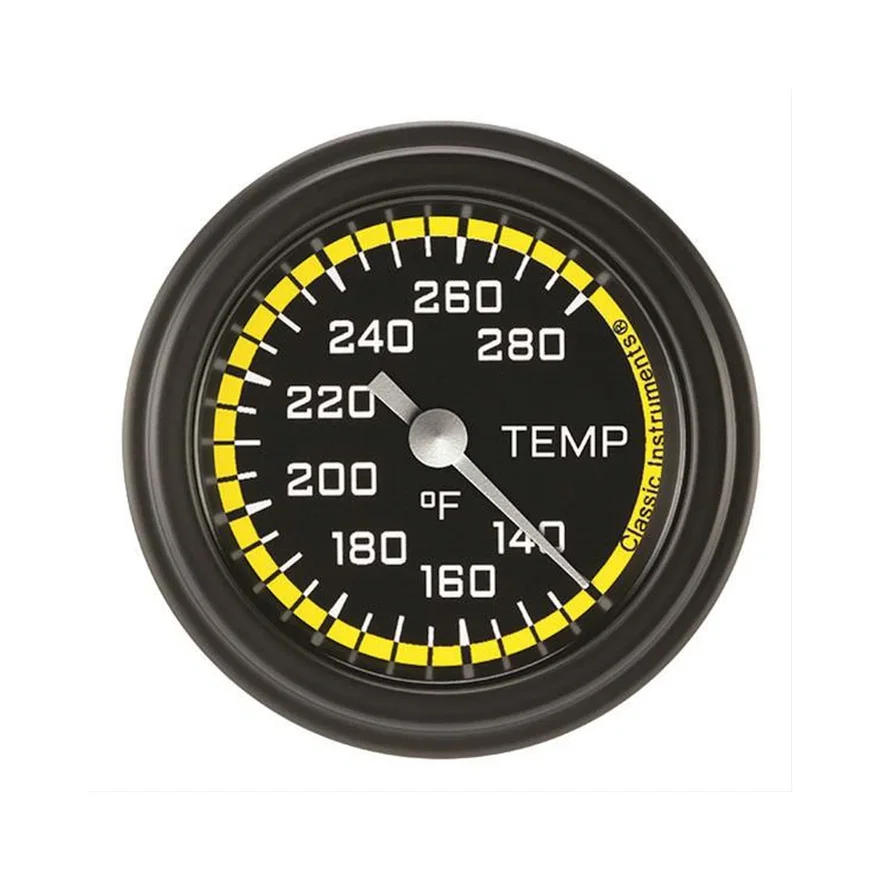 AutoCross Yellow 2-1/8" Full Sweep Water Temp Gauge