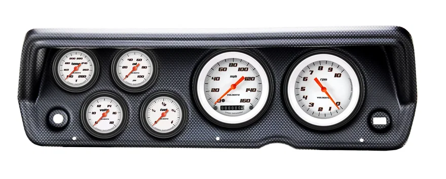 1970-76 Duster Velocity White Full Sweep Six Gauge Set Mopar