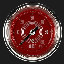 V8 Red Steelie 2-1/8" Boost Gauge (60 PSI) image 1