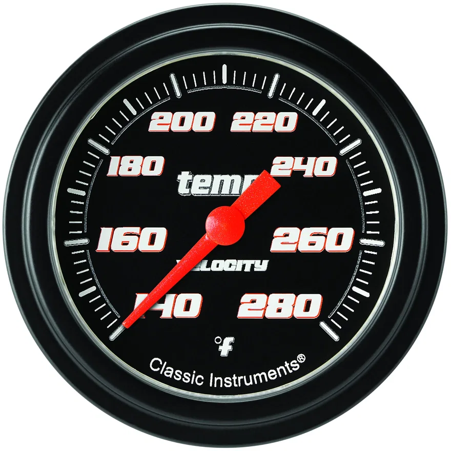 Velocity Black 2-5/8" Full Sweep Water Temp Gauge