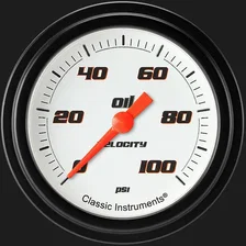 Velocity White 2-5/8" Oil Pressure Gauge image 1