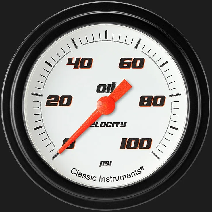 Velocity White 2-5/8" Oil Pressure Gauge