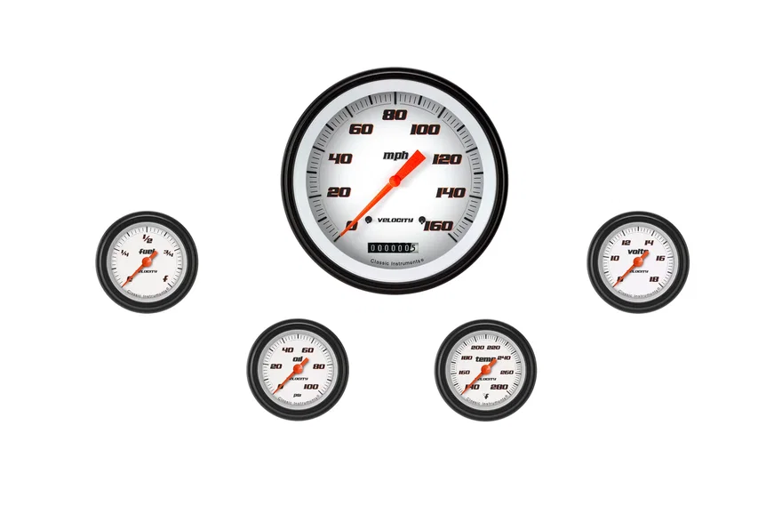 Velocity White Five Gauge Set