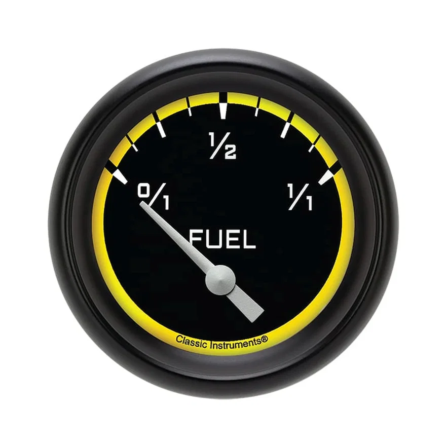 Autocross Yellow 2-5/8" Fuel Level Gauge (1975-2010 Ohm)