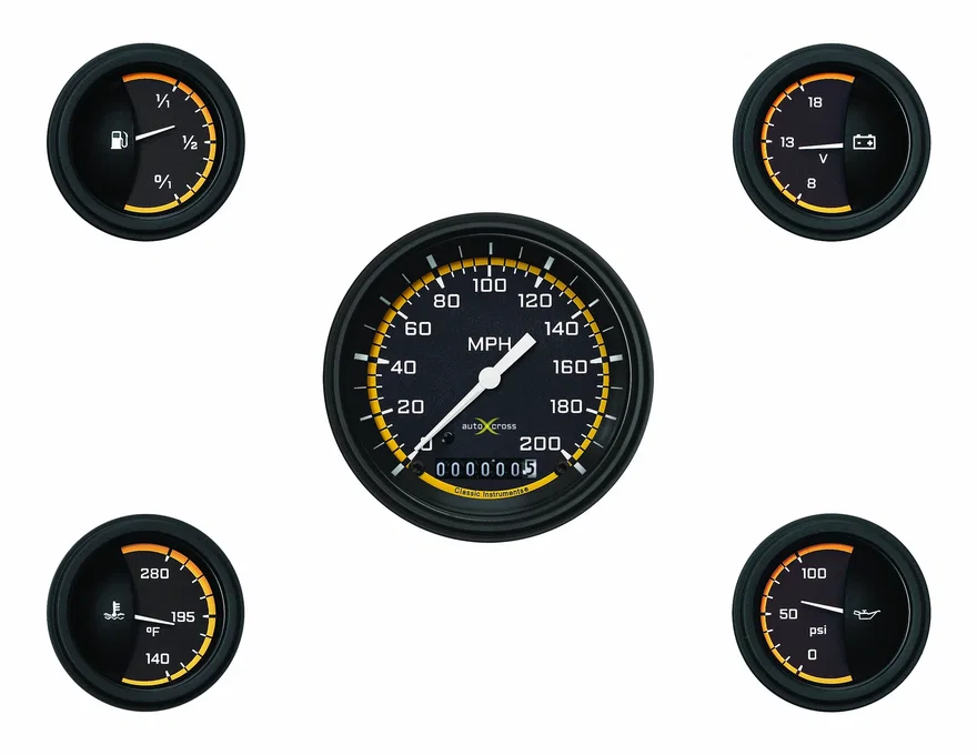 Autocross Yellow Six Gauge Set