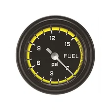Autocross Yellow 2-1/8" Fuel Pressure Gauge (15 PSI) image 1