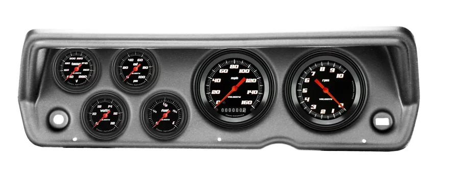 1970-76 Duster Velocity Black Full Sweep Six Gauge Set Mopar
