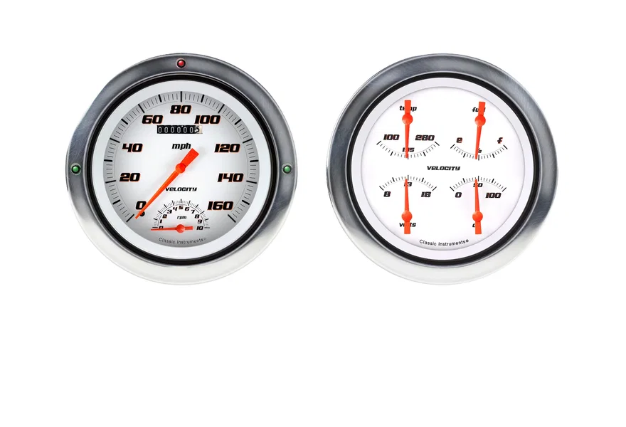 Velocity White 5" Speedometer/Tachometer/Quad-Ls for 1954-1955 Chevy Truck