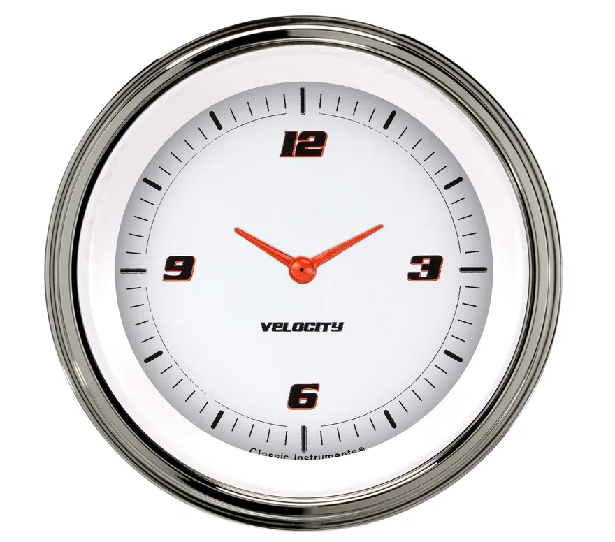 Velocity White 3" Clock W Reset