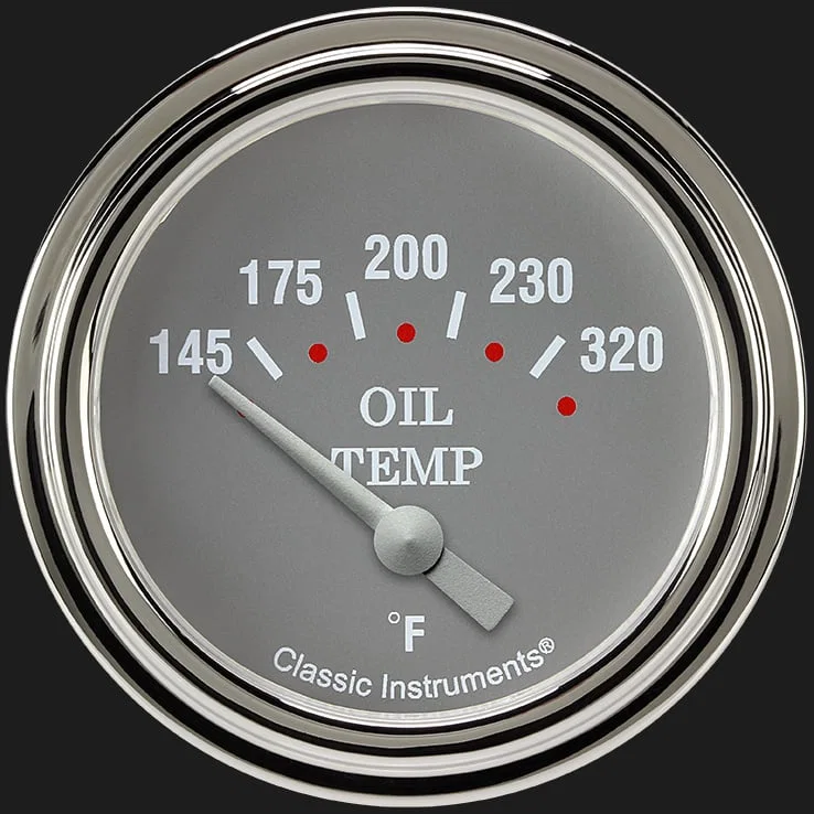 Silver Gray 2-5/8" Oil Temperature Gauge