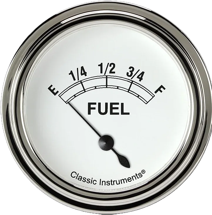 White 2-5/8" Fuel Level Gauge