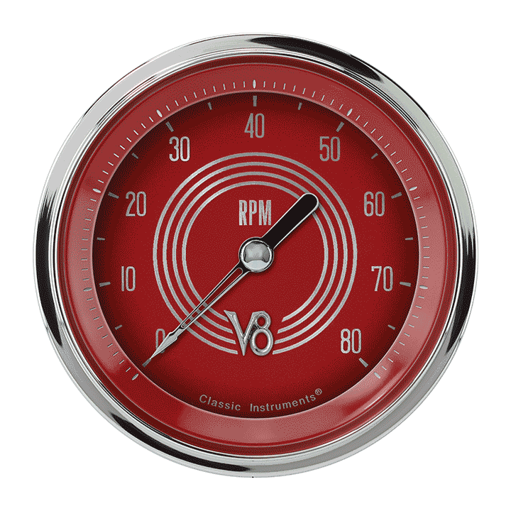 V8 Red Steelie 3" Tachometer Gauge (8000 RPM)