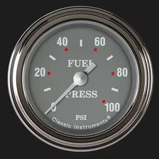 Silver Gray 2-1/8" Fuel Pressure Gauge (100 PSI) image 1