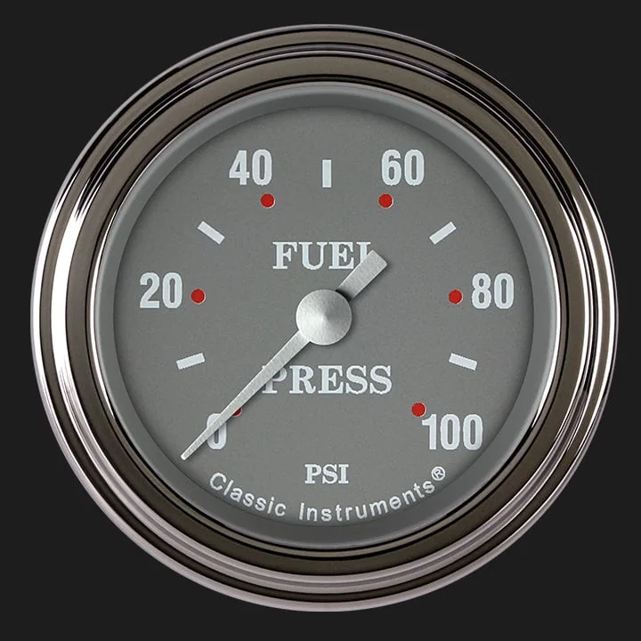 Silver Gray 2-1/8" Fuel Pressure Gauge (100 PSI)