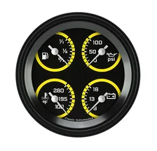 AutoCross Yellow 3-3/8" Quad Gauge image 1