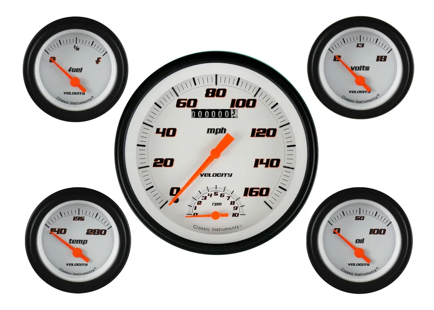 Velocity White Five Gauge Set