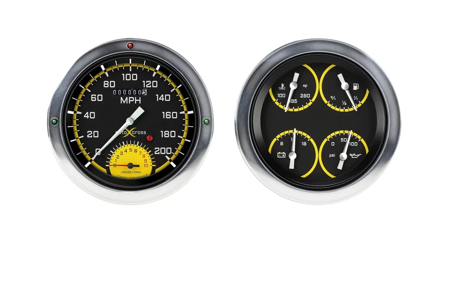 1954-55 AutoCross Yellow Chevy Truck 5" Speedometer/Tachometer/Quad-Ls