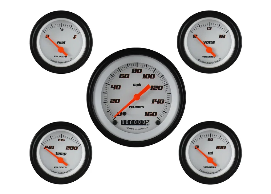 Velocity White Five Gauge Set