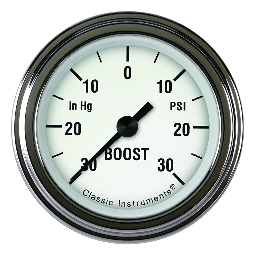 White Hot 2-1/8" Boost/Vac Gauge