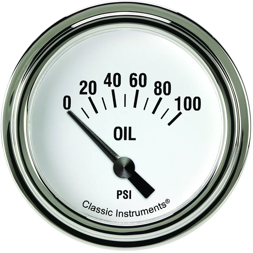 White Hot 2-5/8" Oil Pressure Gauge